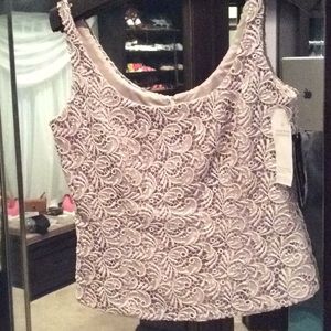 Carmen marc valvo silver fancy tank top, blouse sparkle, for a party, lined